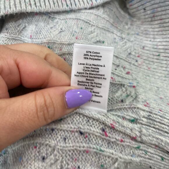 Talbots Sweater Pullover Gray Cable Knit Long Sleeve Cotton Acrylic Size Small - Picture 9 of 10